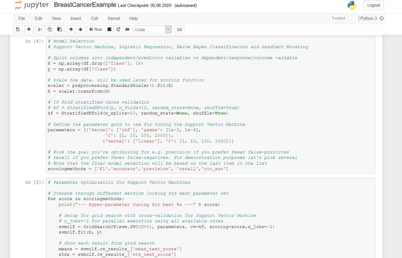 Jupyter Breast Cancer Exeample